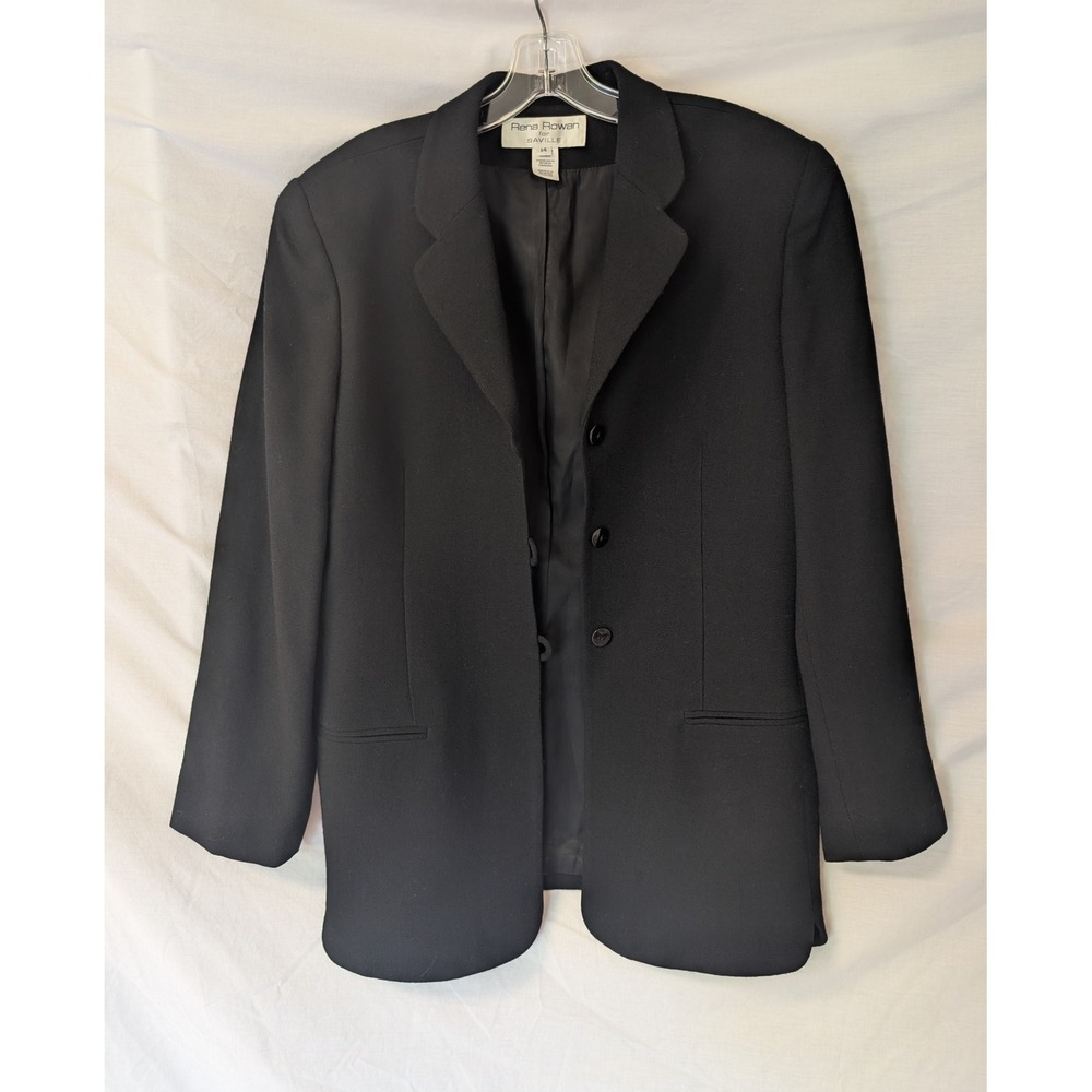 Vintage Rena Rowan for Saville Black 100% Worsted Wool Blazer – Women's Size 14